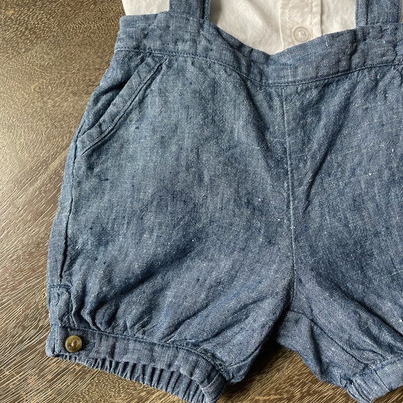 SOLD Janie and Jack linen shorts overalls, 12-18 months - Picture 2 of 13